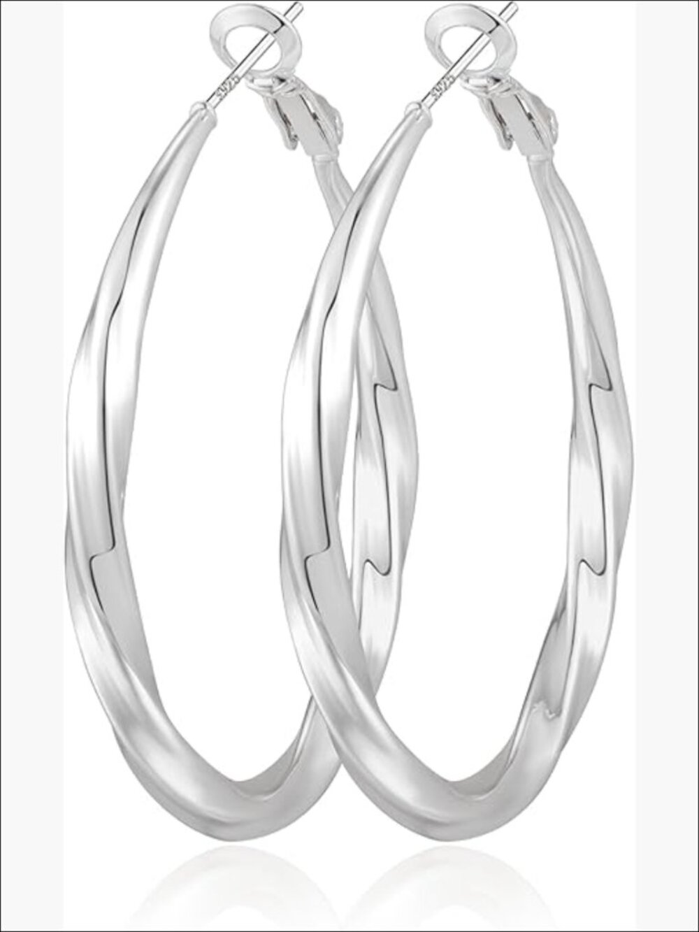 Sterling Silver Hoop Earrings Hypoallergenic Lightweight Large Mobius Hollow